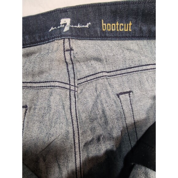 7 For All Mankind Jeans Mens 36x28 Blue Dark Wash Bootcut Denim Design On Pocket - Picture 10 of 16